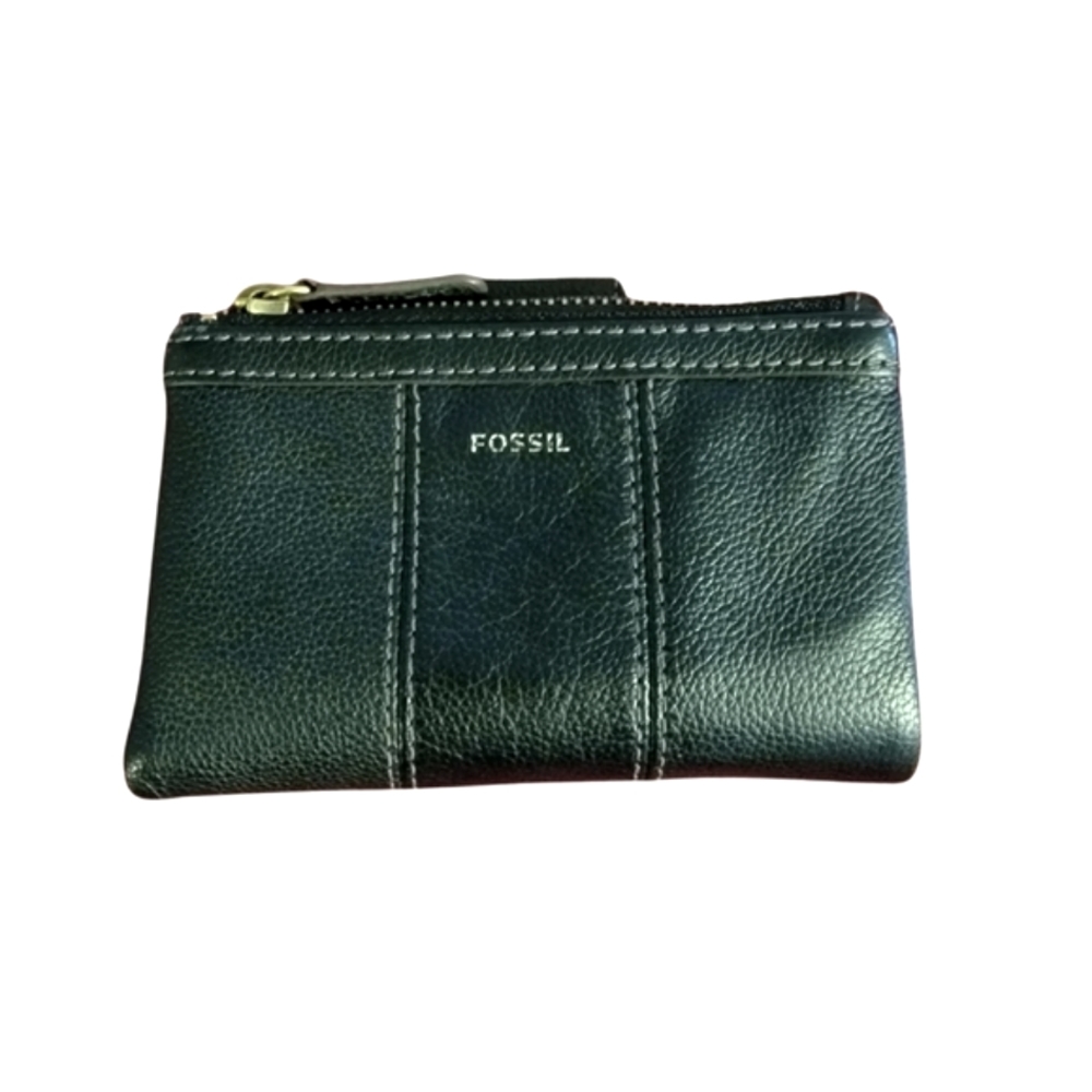 ♡Fossil Vintage Black Leather Trifold Wallet Compact